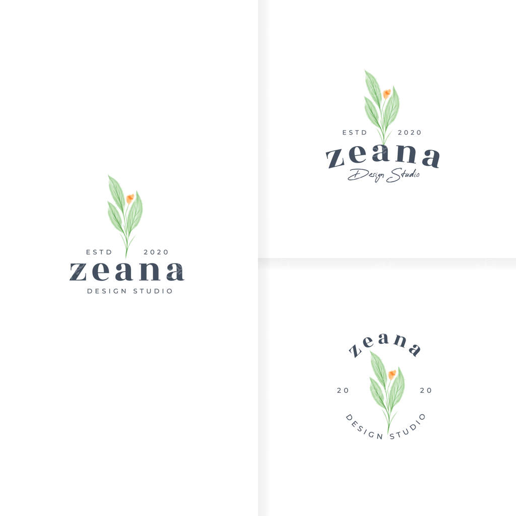 قالب لوگو گل زیبا و ساده با طراحی دستی