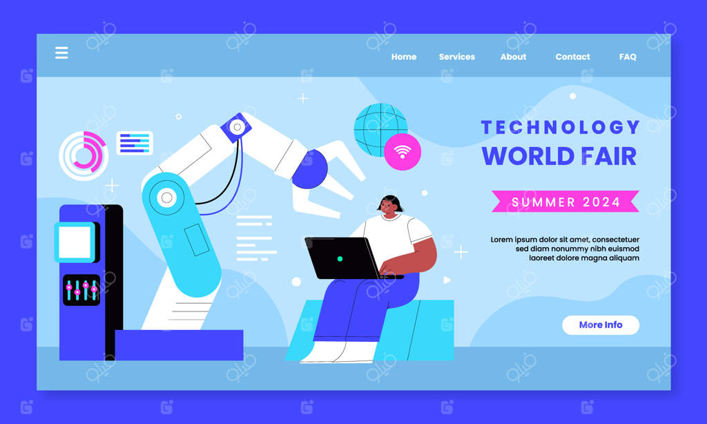 قالب صفحه فرود فناوری با طراحی دستی