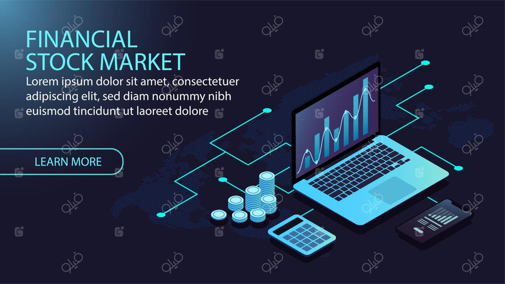 طرح مفهومی ایزومتریک بازار بورس و امور مالی