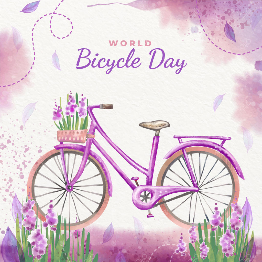 تصویرسازی روز جهانی دوچرخه با آبرنگ