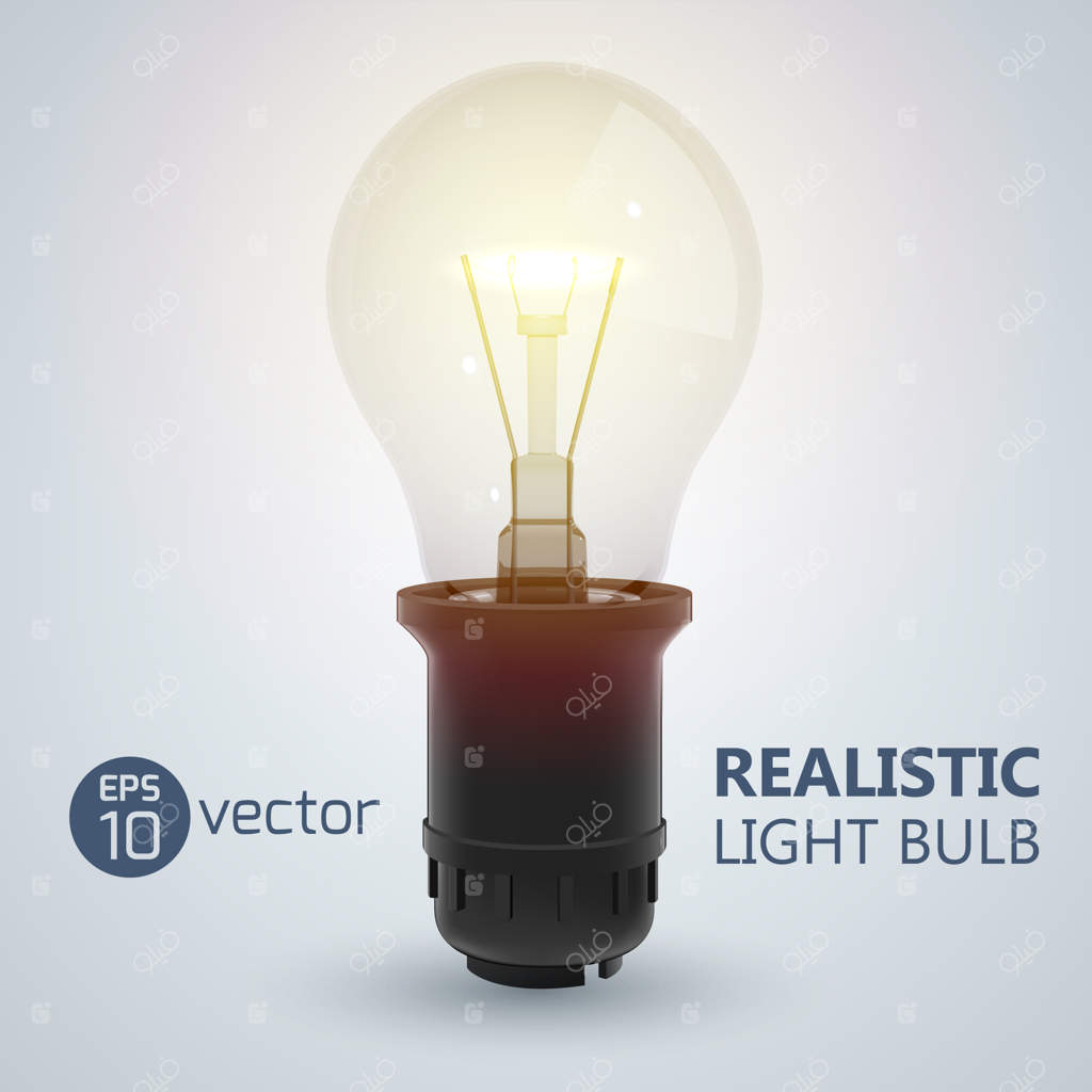 تصویر واقعی از چراغ مشعشع با لامپ روشن و متن قابل ویرایش در طراحی روشن