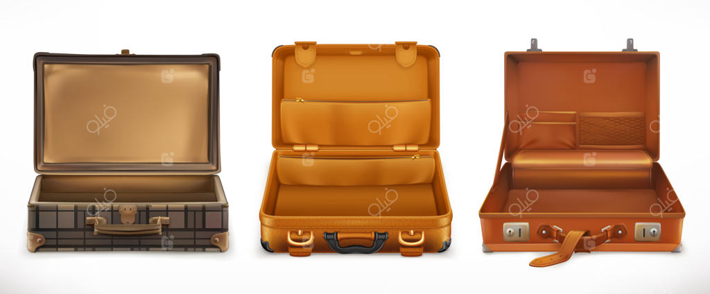 سفر: مجموعه آیکون‌های چمدان باز