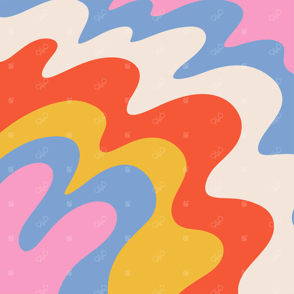 پس‌زمینه روانگردان دست‌کشیده انتزاعی موج‌دار کلاسیک، تصویرسازی برداری به سبک هیپی مدرن