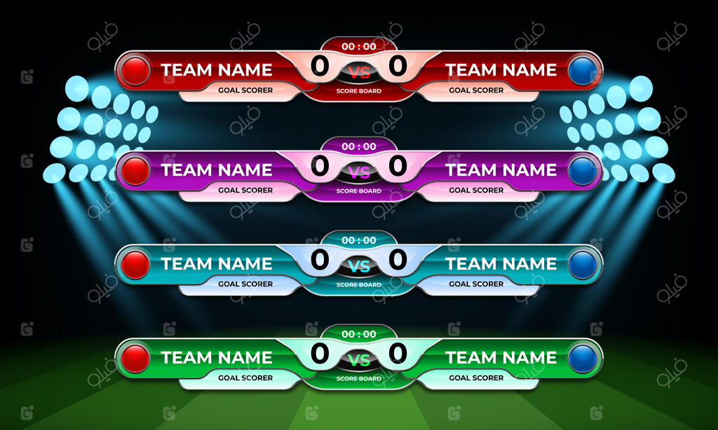 مجموعه قالب‌های گرافیکی امتیازبندی و زیرنویس برای فوتبال و فوتسال