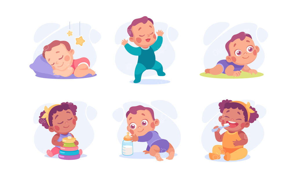 وکتور حرفه‌ای تصویرسازی‌های جذاب نوزاد و ثبت لحظات شاد