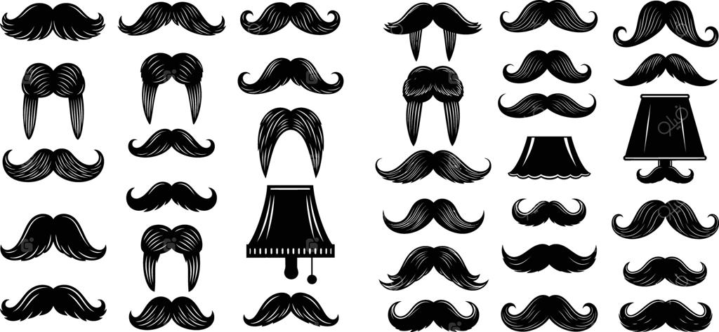 ست سبیل‌های متنوع با چراغ برای آرایشگاه‌ها و طراحی‌ها