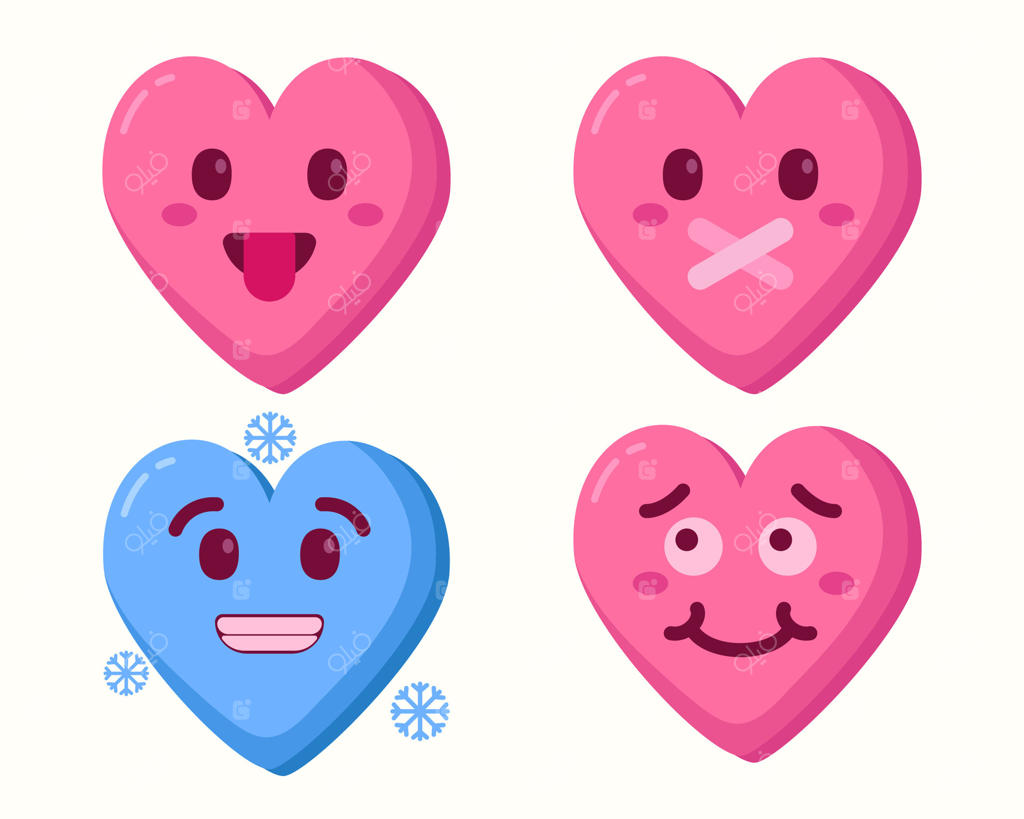 مجموعه آیکون‌های بامزه قلبی