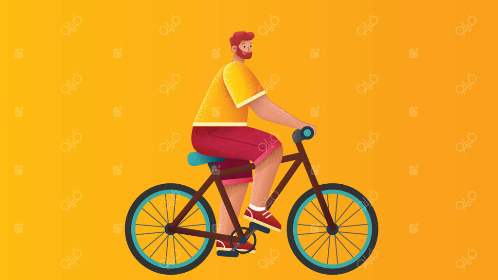 پسر در حال دوچرخه‌سواری در باغ در تابستان