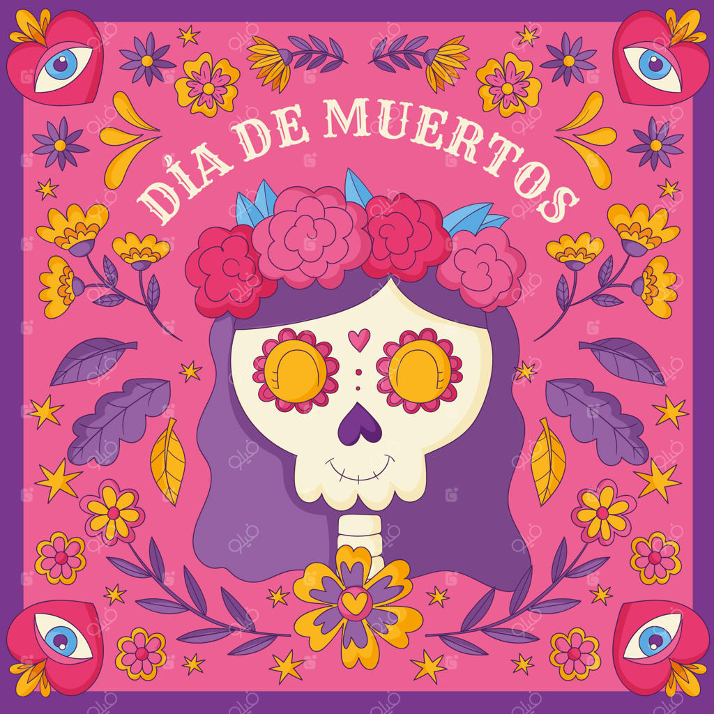 تصویرسازی دستی برای جشن روز مردگان مکزیکی