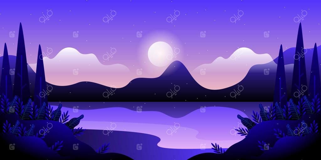 تصویرسازی منظره آسمان و دریا