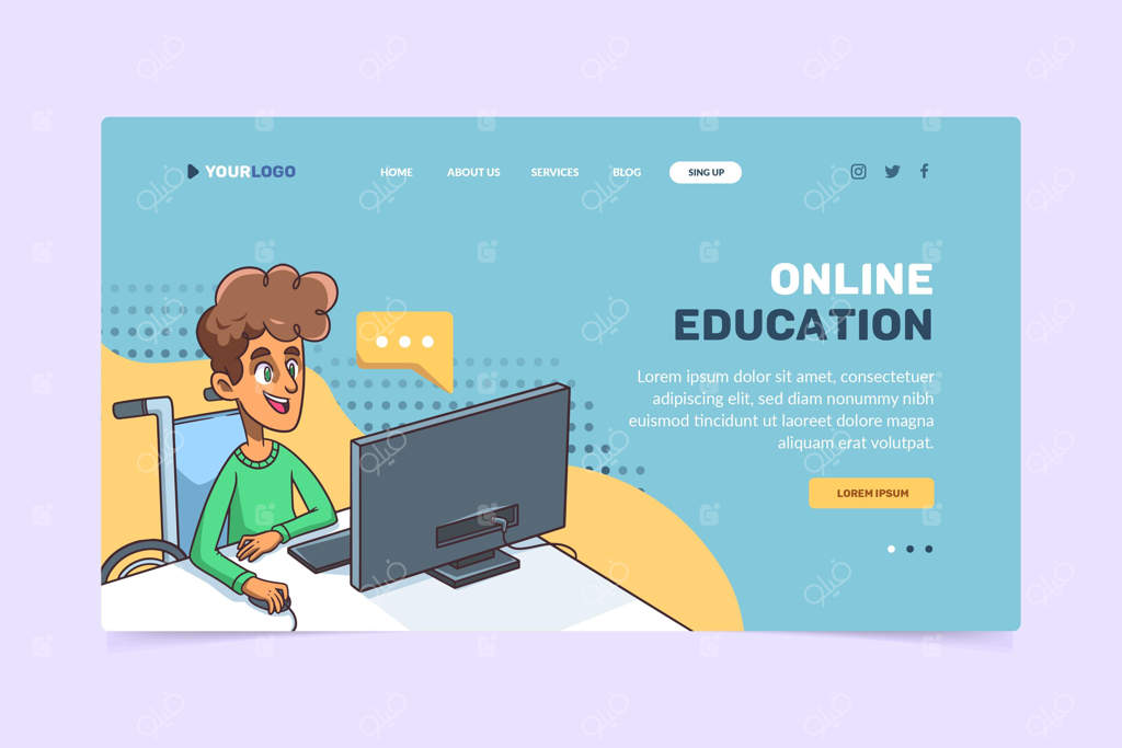 قالب وب یادگیری آنلاین با طراحی دستی