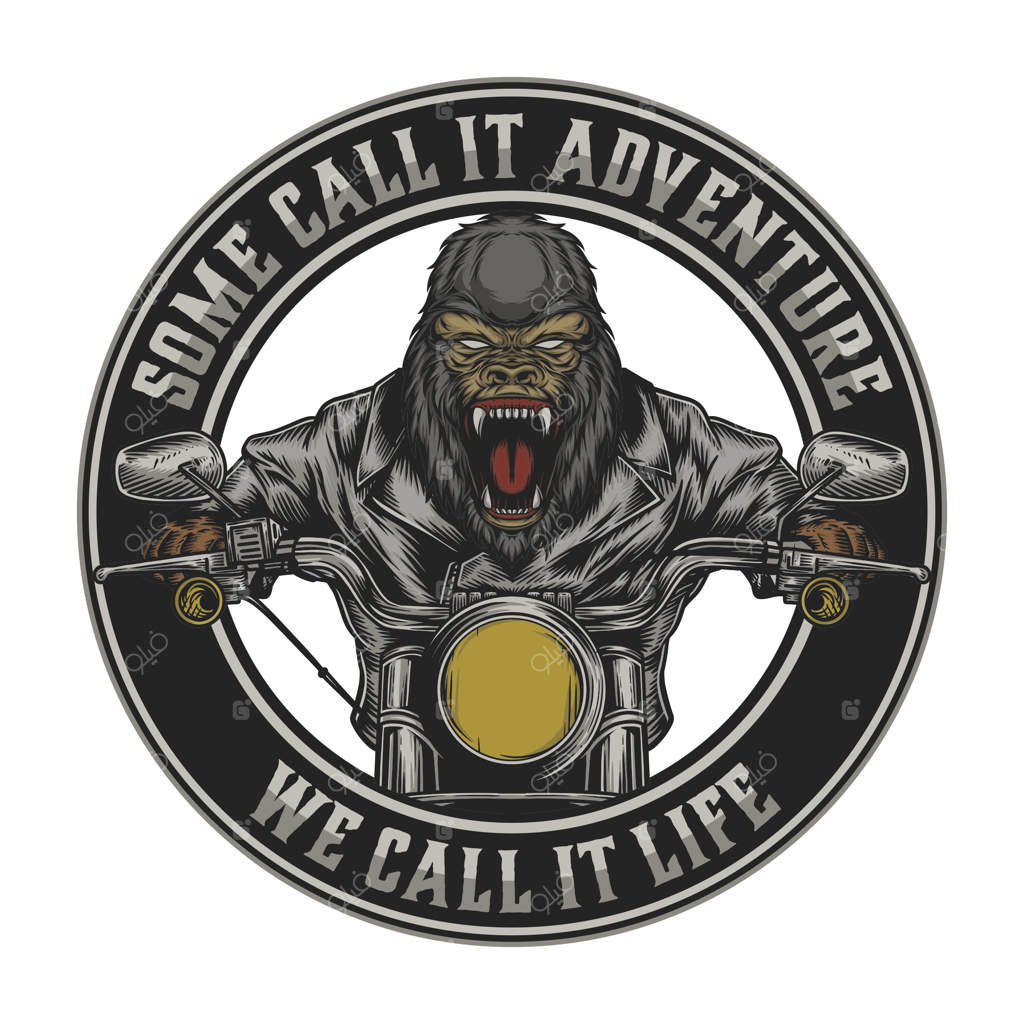 گوریلا موتورسواری در سبک قدیمی - متن به راحتی قابل تغییر است