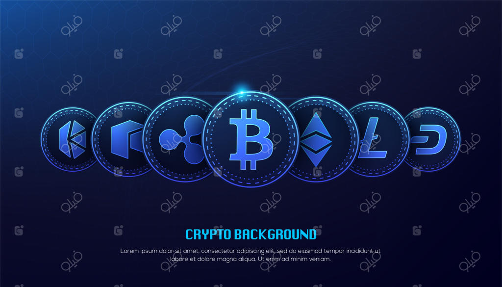 مفهوم سه‌بعدی فناوری بلاک‌چین بیت‌کوین آبی