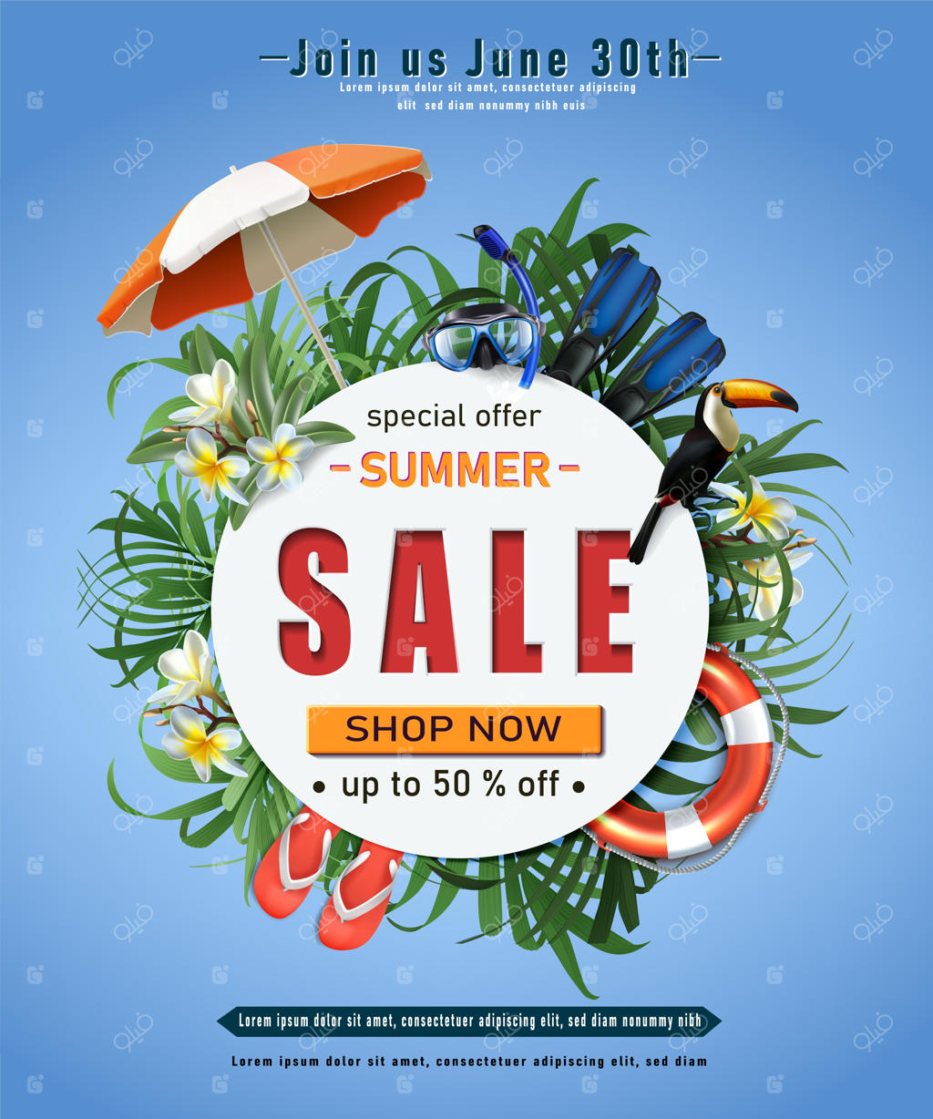 بنر جشن ساحلی تابستانه با طراحی عمودی