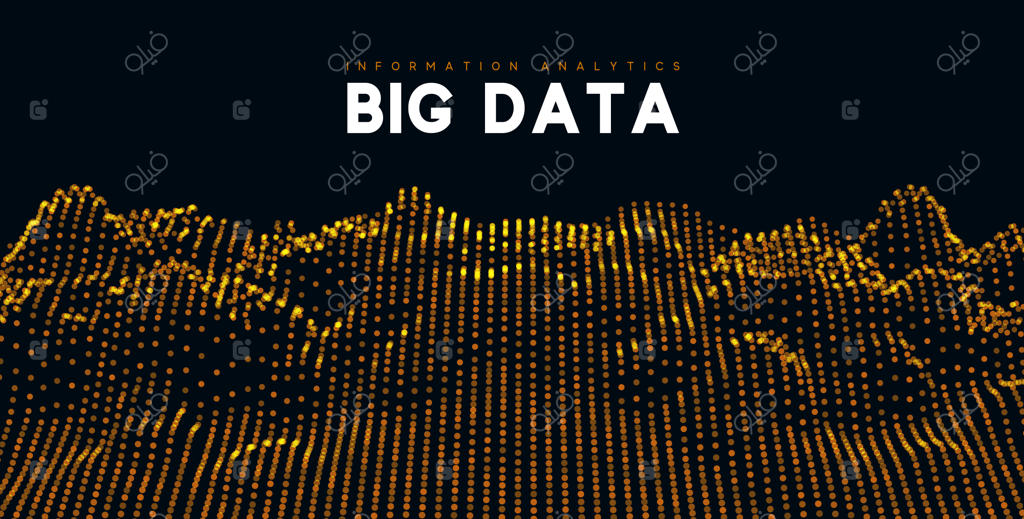 بصری‌سازی داده‌های کلان: تکنولوژی موج اطلاعات - پس‌زمینه‌ای آینده‌نگر از داده‌های دیجیتال - تصویرسازی وکتور