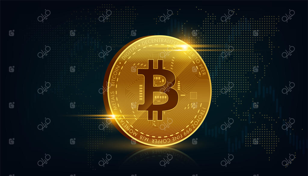 مفهوم سه‌بعدی فناوری بلاک‌چین بیت‌کوین طلایی - مناسب برای بنر یا کاور فناوری‌های آینده