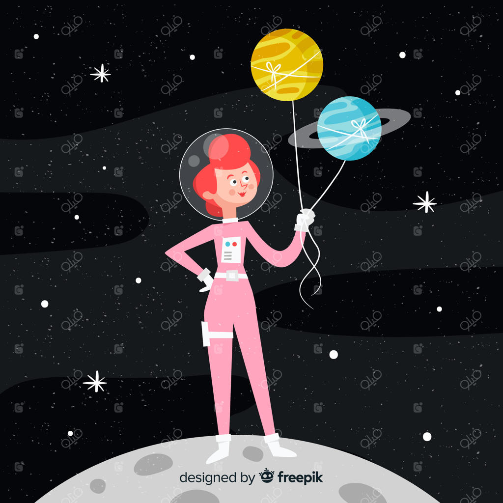 کاراکتر فضانورد دوست‌داشتنی با طراحی تخت