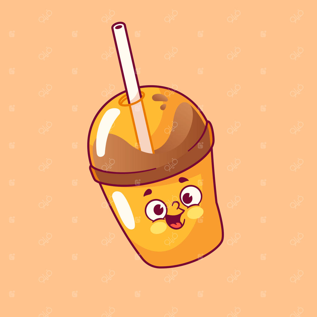 فنجان کارتونی بامزه نوشیدنی شکلاتی