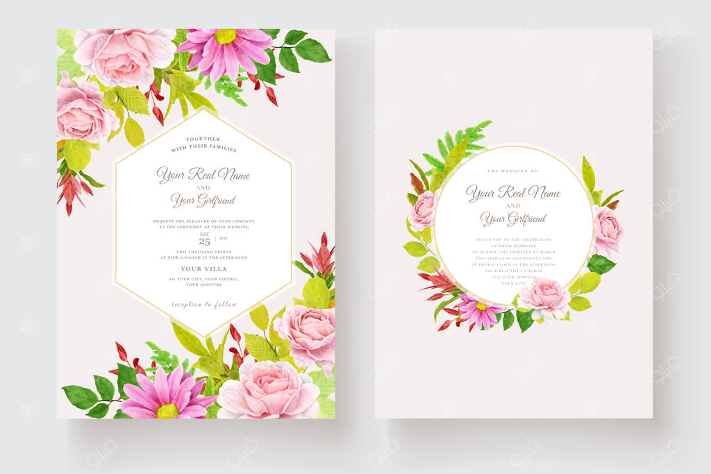 مجموعه کارت دعوت با طرح دست گل و نقش و نگار