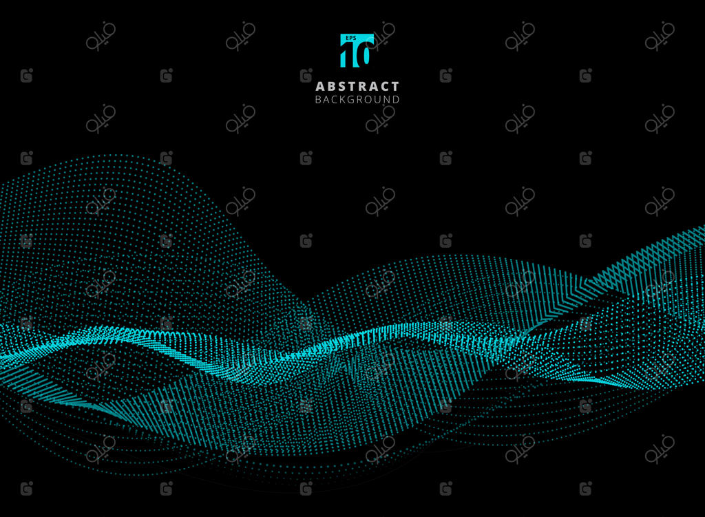 الگوی موج‌های نقطه‌ای آبی بر پس‌زمینه تیره با فضای خالی.