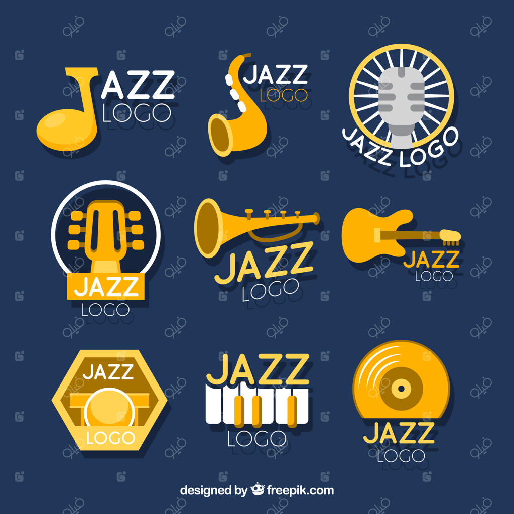 مجموعه لوگوهای جاز با طراحی تخت