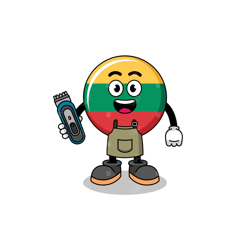 طرح کارتونی پرچم لیتوانی به عنوان آرایشگر مرد