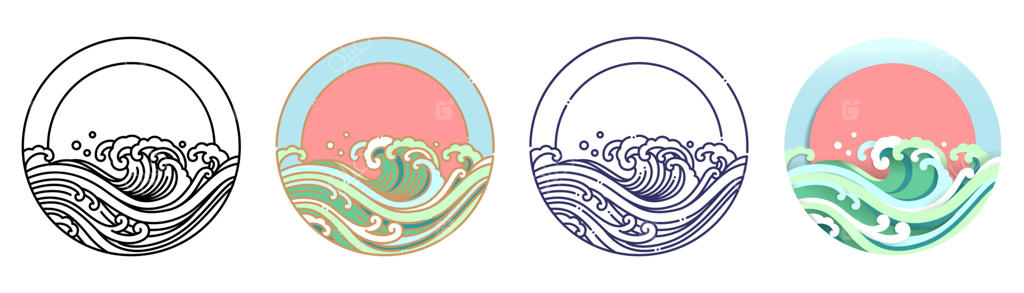 تصویرسازی وکتور موج آب و خورشید