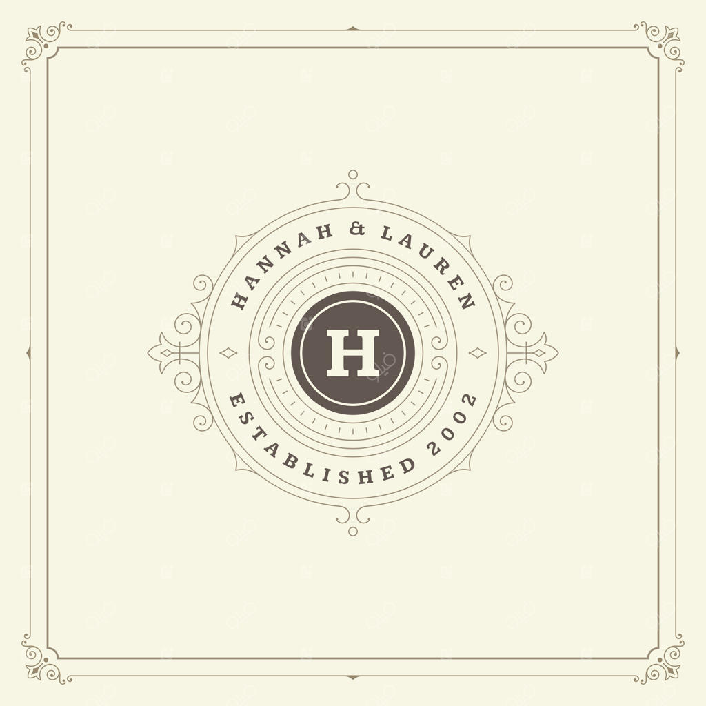 طراحی لوگو منوگرام تزیینی با قالب وینتیج و قاب خوشنویسی فاخر.