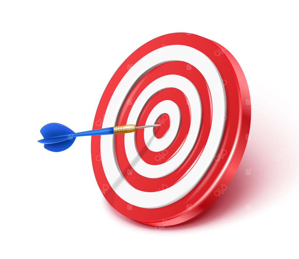 نماد واقع‌گرایانه هدف دارت قرمز و پیکان آبی بر روی زمینه سفید