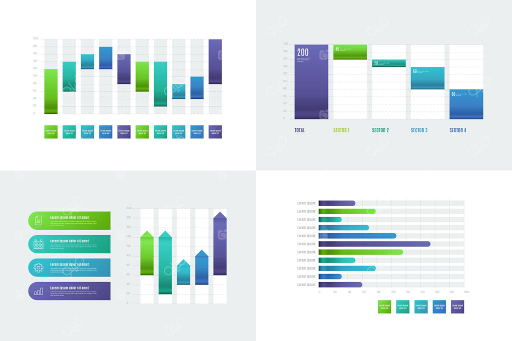 مجموعه نمودارهای آبشاری گرادیان‌دار