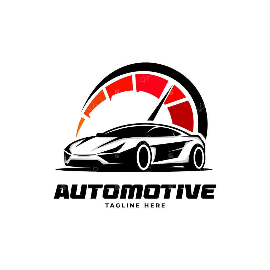 لوگوی ماشین اسپرت با پس‌زمینه سرعت‌سنج