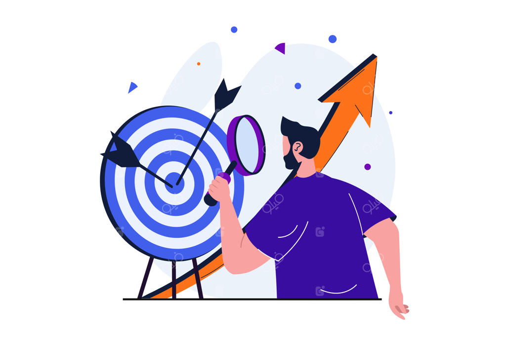 مفهوم مدرن هدف تجاری برای طراحی بنر وب: بررسی مخاطب هدف توسط تاجر