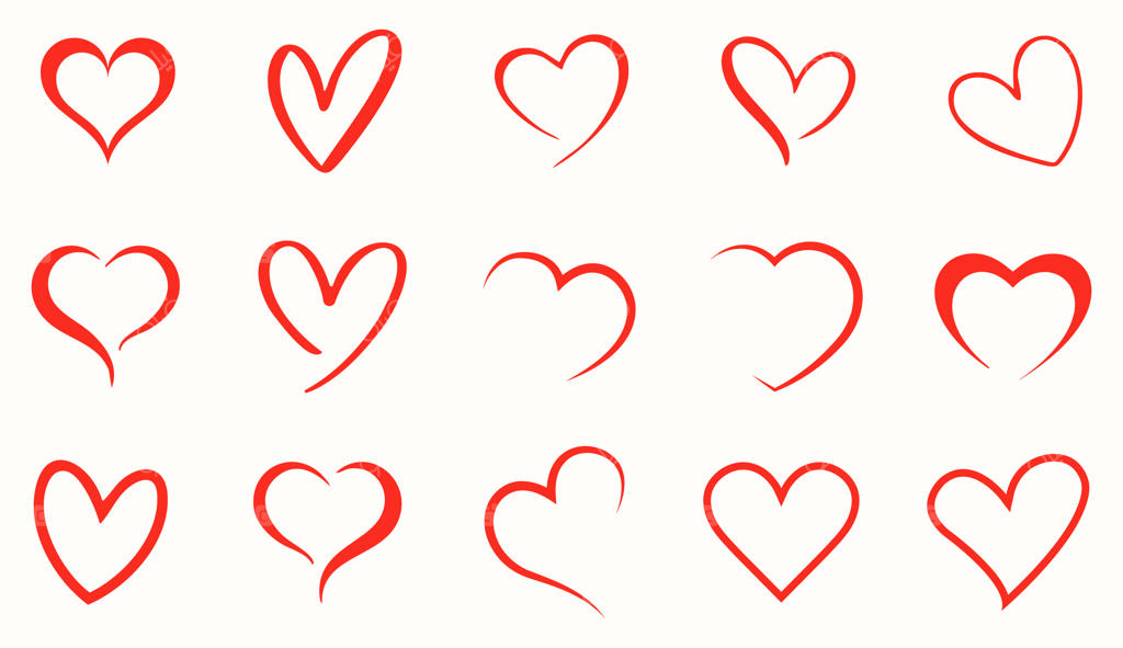 مجموعه ۱۵ آیکون قلب خطی قرمز با طراحی شیک و عاشقانه

