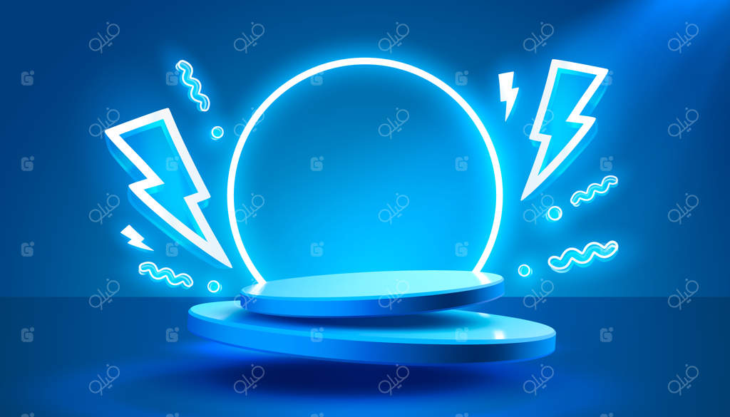 بنر صحنه الکترو ترند فروش ویژه نور نئون شبانه وکتور سکو خطرناک