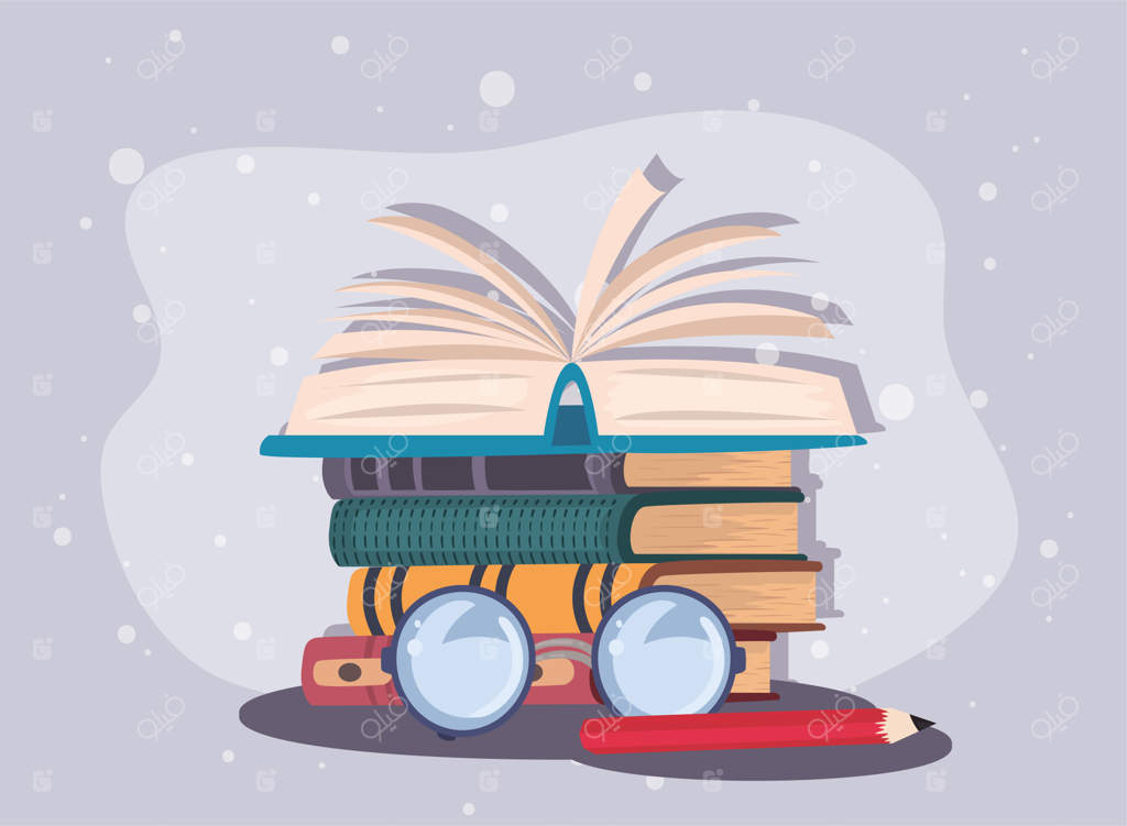 صحنه کتاب‌های سوادآموزی و عینک‌ها