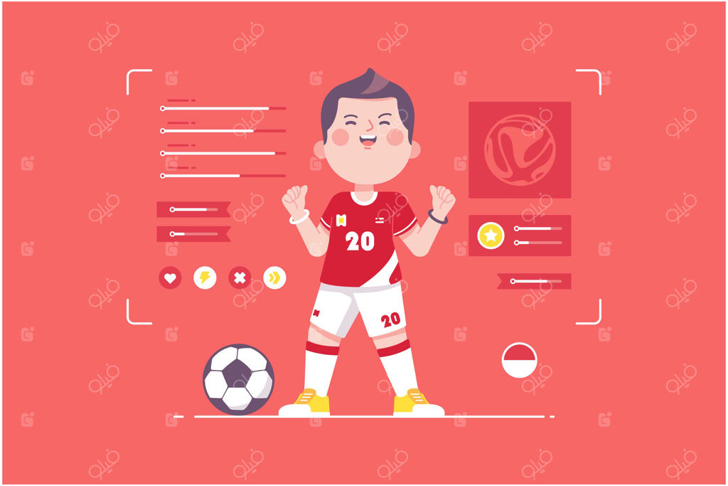 طراحی شخصیت بامزه فوتبالیست اندونزیایی