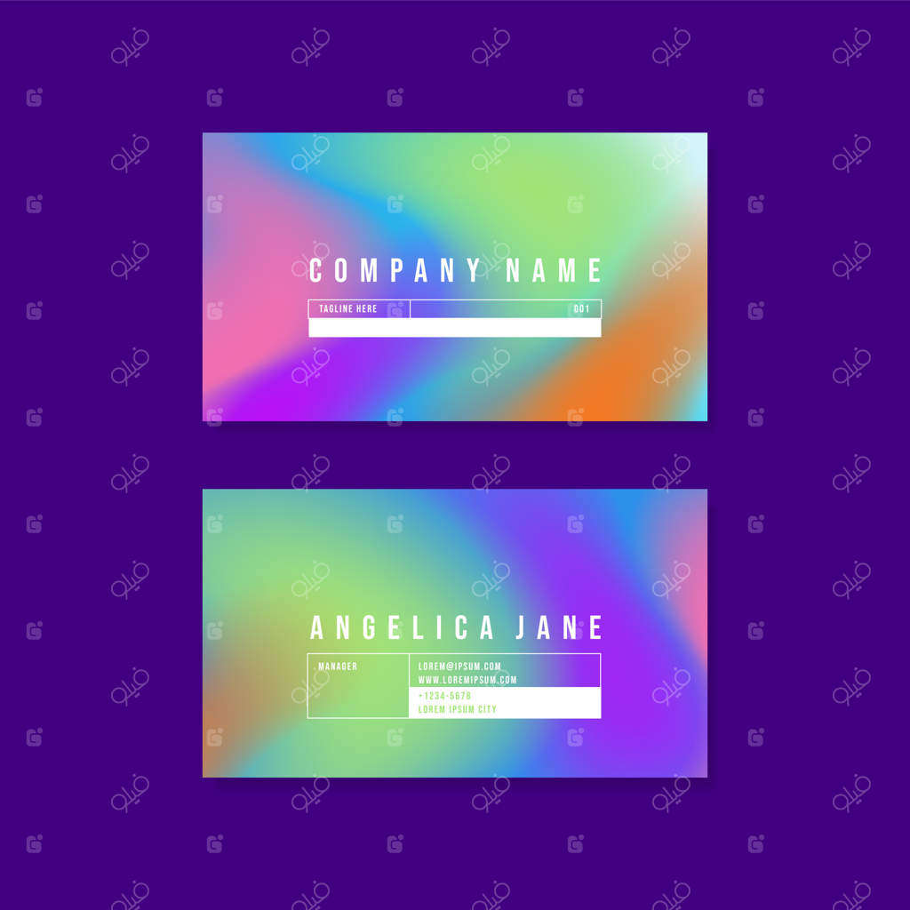 کارت ویزیت با رنگ‌های گرادیان و کنتراست بالا