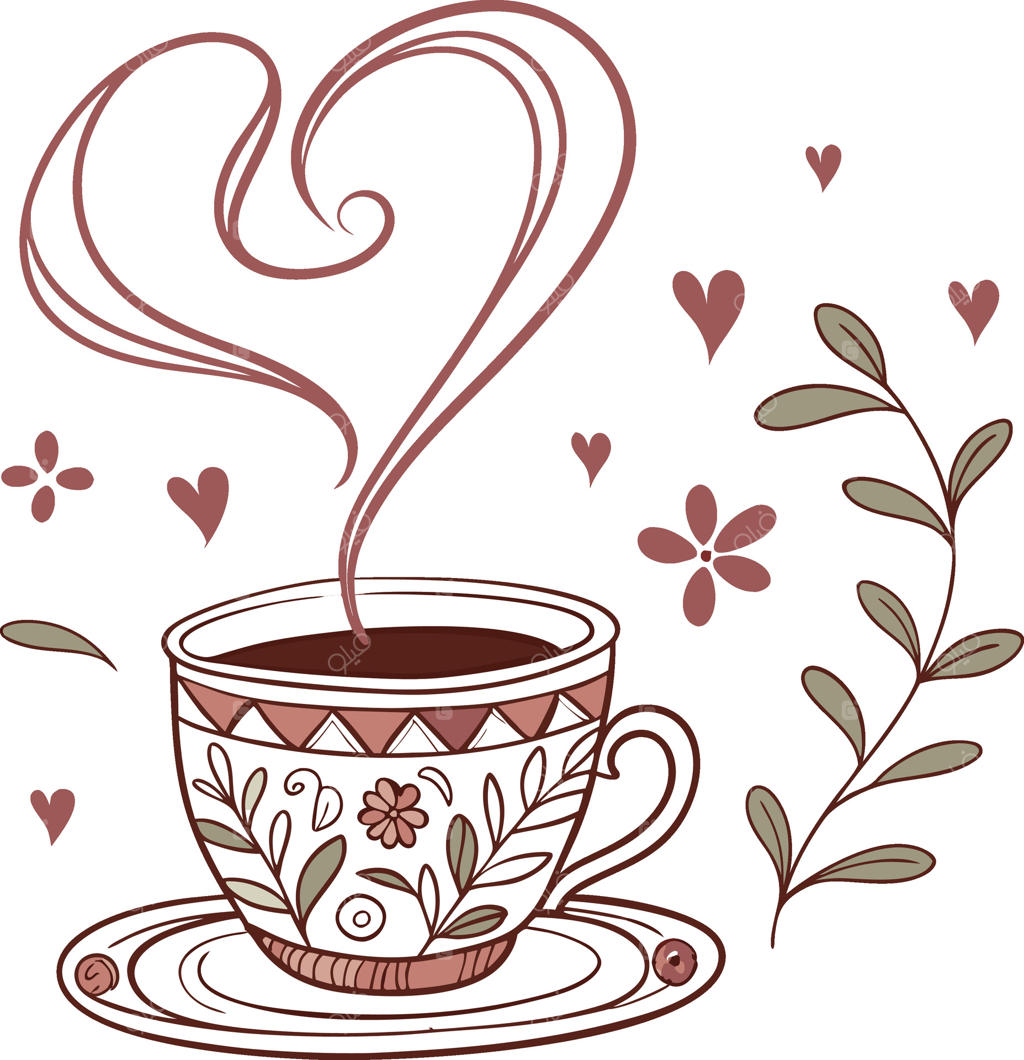 فنجان قهوه با بخار طرح قلب