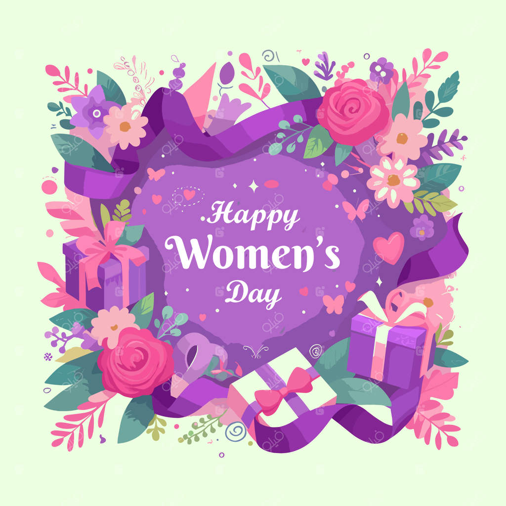 کارت روز زن شاد با گل‌ها