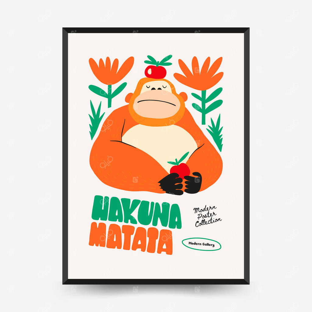 قالب پوستر انتزاعی و مینیمال اتاق کودک با طراحی دستی مدرن