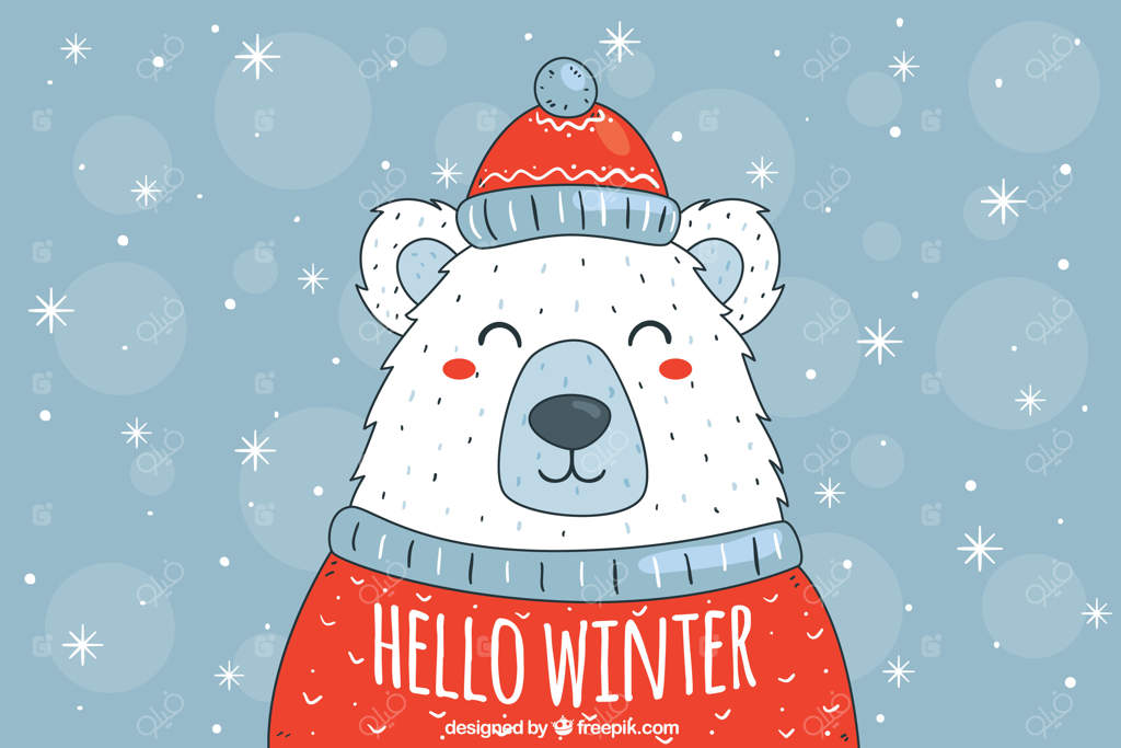 خرس قطبی بامزه با کلاه و ژاکت