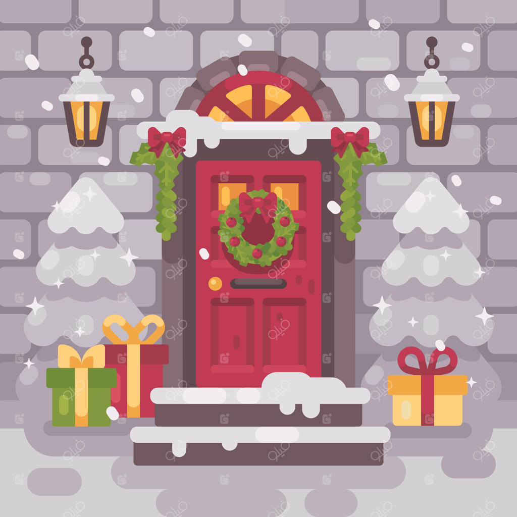 ایوان کریسمسی با تزیینات سفید