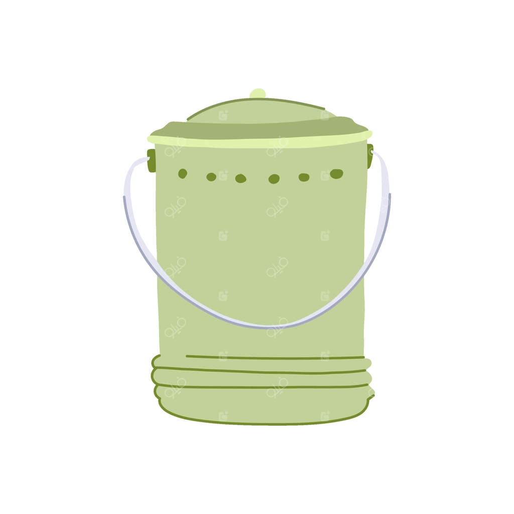 تصویر کارتونی از سطل کمپوست باغچه