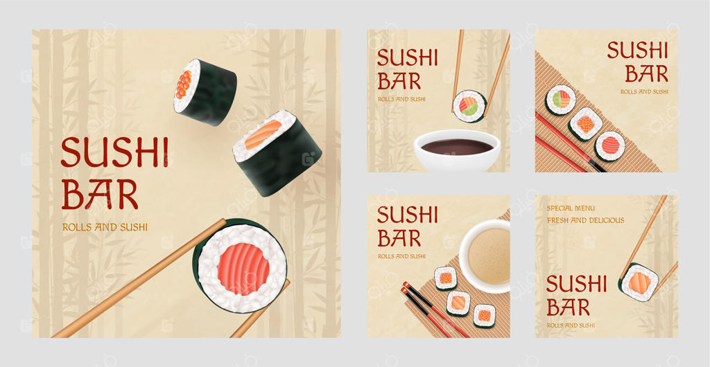 مجموعه پست‌های اینستاگرام برای روز جهانی سوشی با طرح‌های واقعی و جذاب