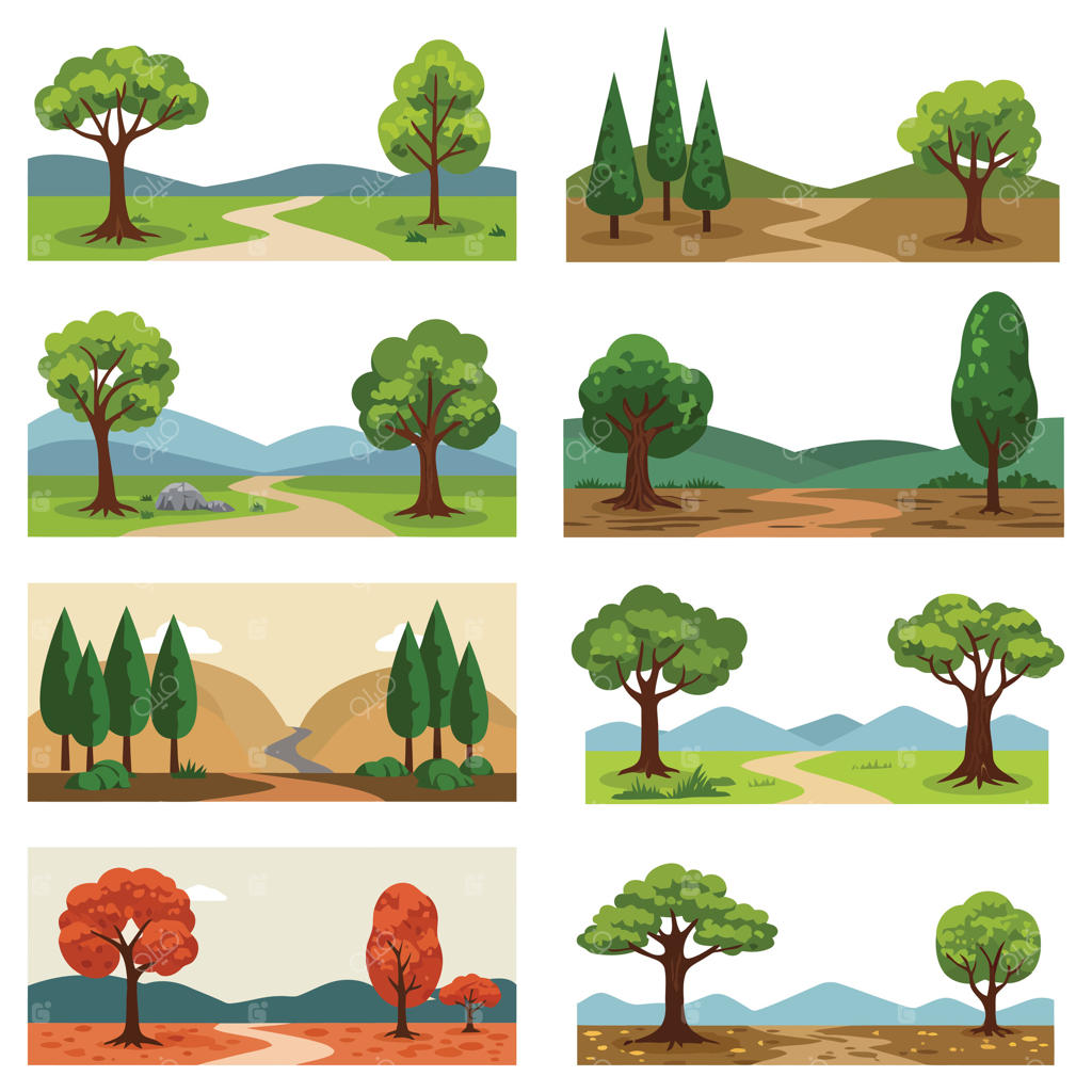 تصویری از انواع مختلف درختان و گیاهان