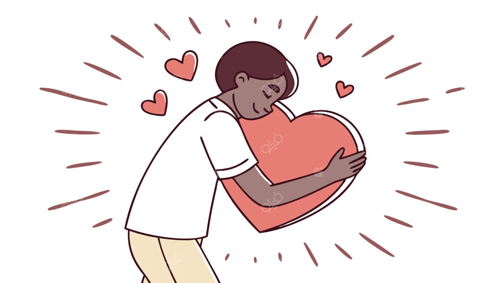 مردی که قلبی را با شکل قلب در آغوش گرفته است