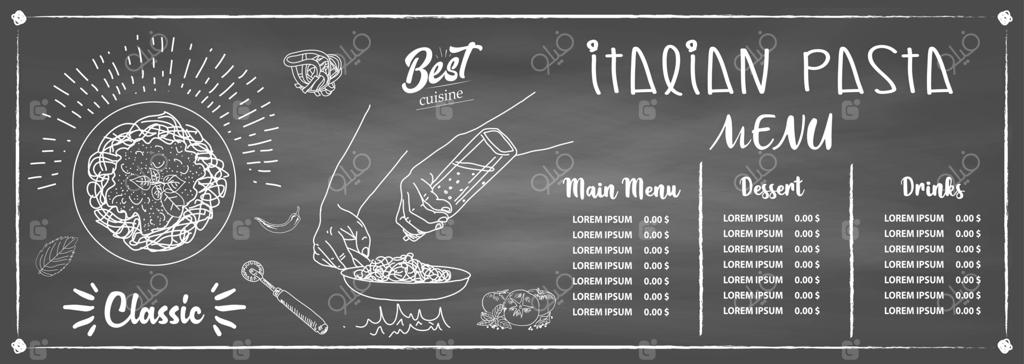 اسپاگتی ایتالیایی؛ طراحی منوی غذا