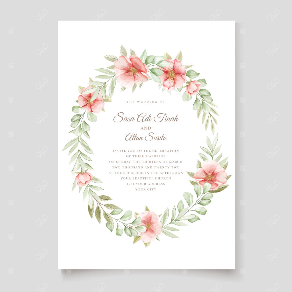 کارت دعوت عروسی با طراحی گل نسترن آبرنگی و شیک