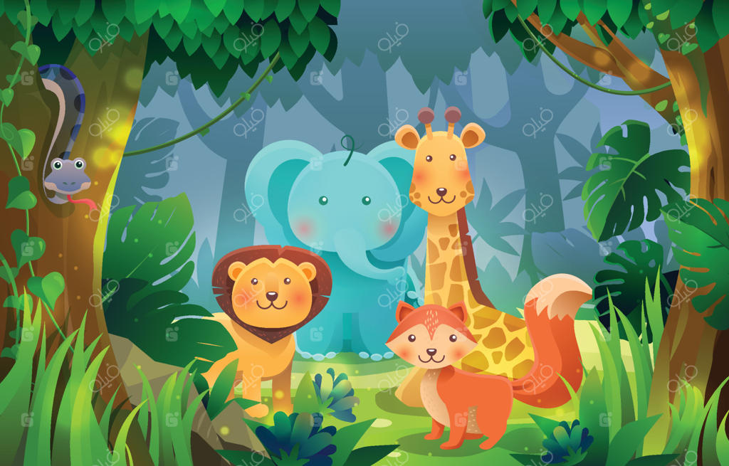 حیات وحش زیبا در پس‌زمینه جنگل‌های بارانی استوایی