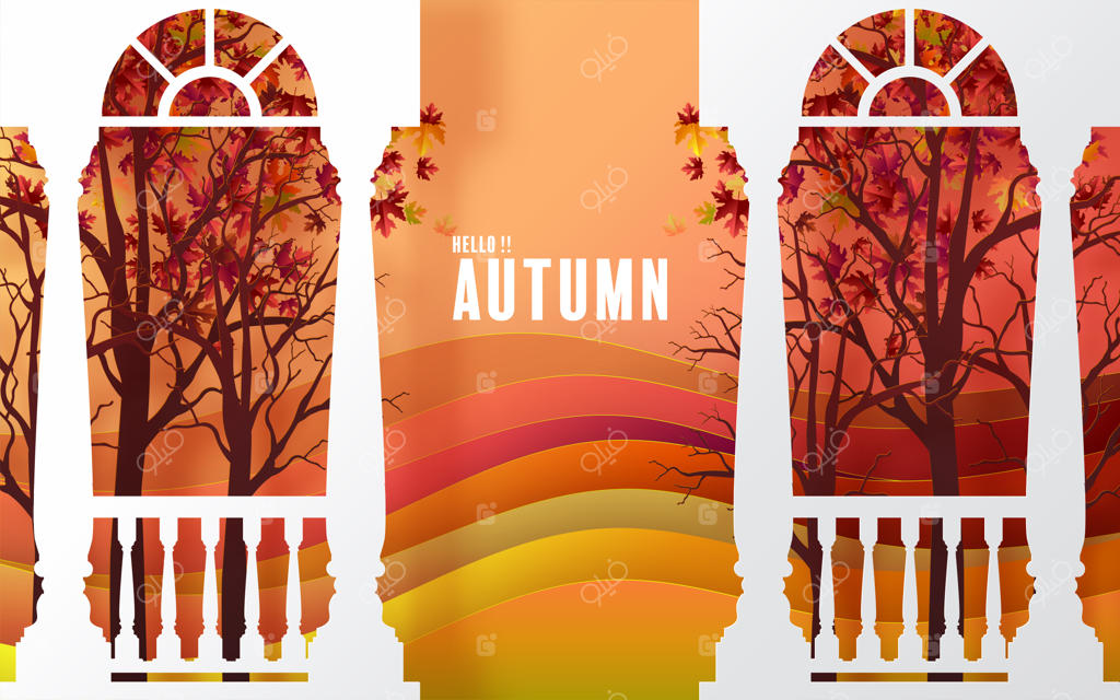 پس‌زمینه‌ی پاییزی با برگ‌های رنگارنگ فصل پاییز